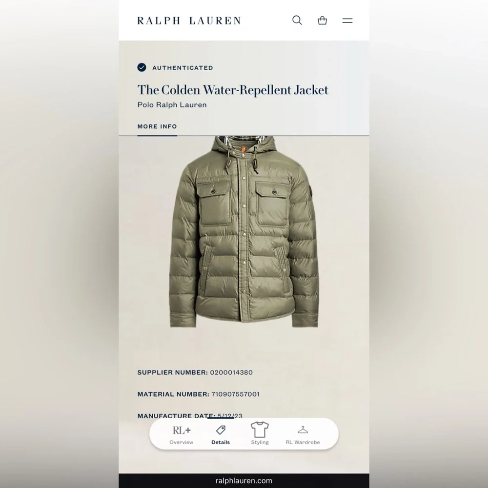 Polo Ralph Lauren Men's Olive Puffer Jacket - Picture 16 of 16